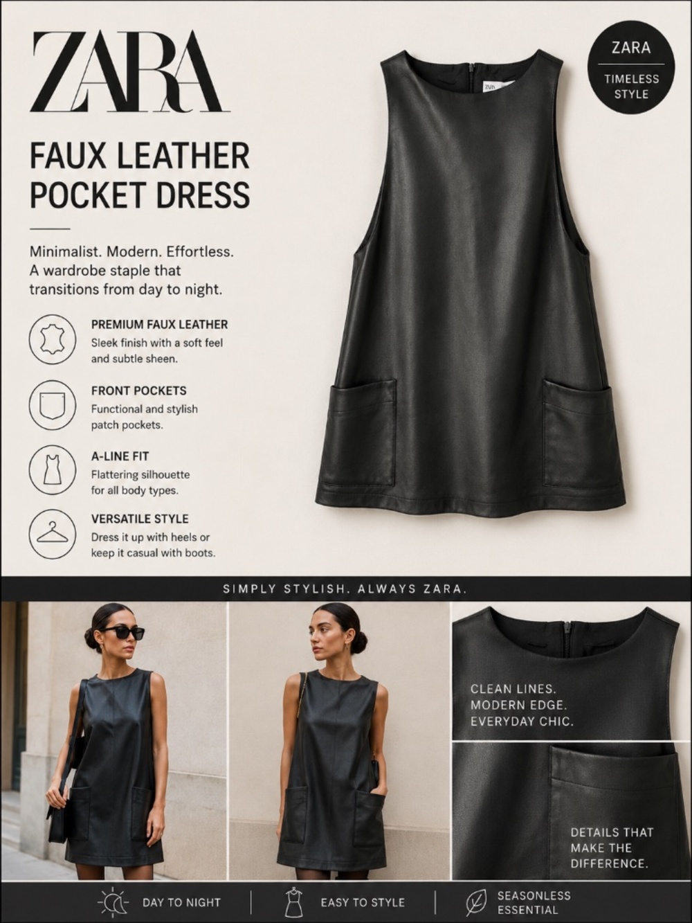 ZARA FAUX LEATHER Dress